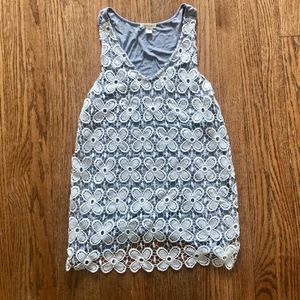 White and Gray Lace Tank Top  - Made in USA!